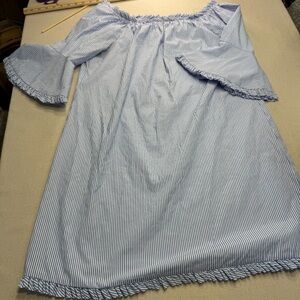 Westport 1962 - Blue Striped Off-Shoulder Dress - Size 16